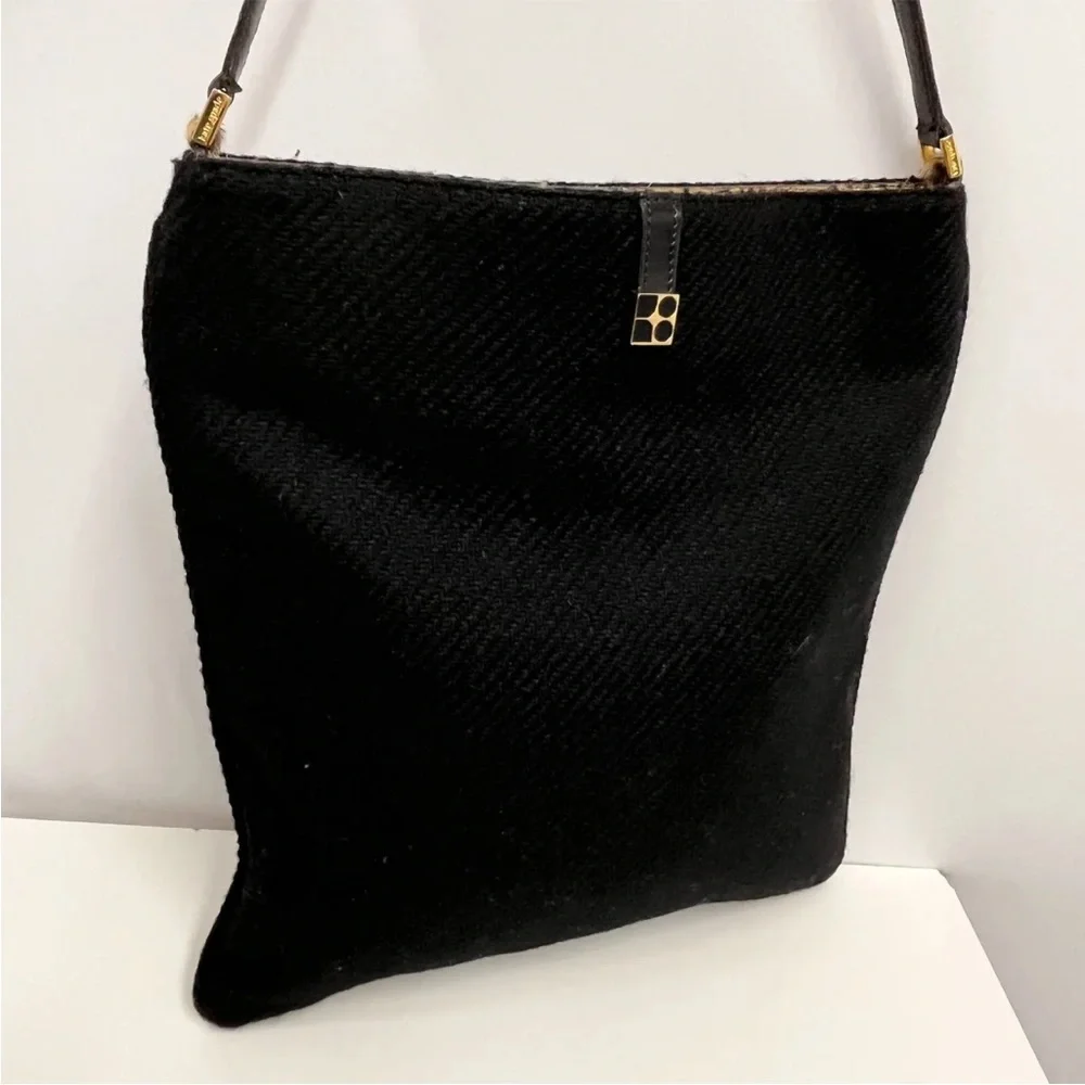 ❤️SOLD❤️ Kate Spade Wool Bag Black Animal Print Pony Hair Trim Made in Italy - Picture 4 of 11